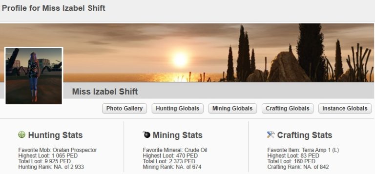 My archived Miss Izabel Shift profile: a surviving trace of the Arkadian years, not a dated capture from the day the avatar was created.