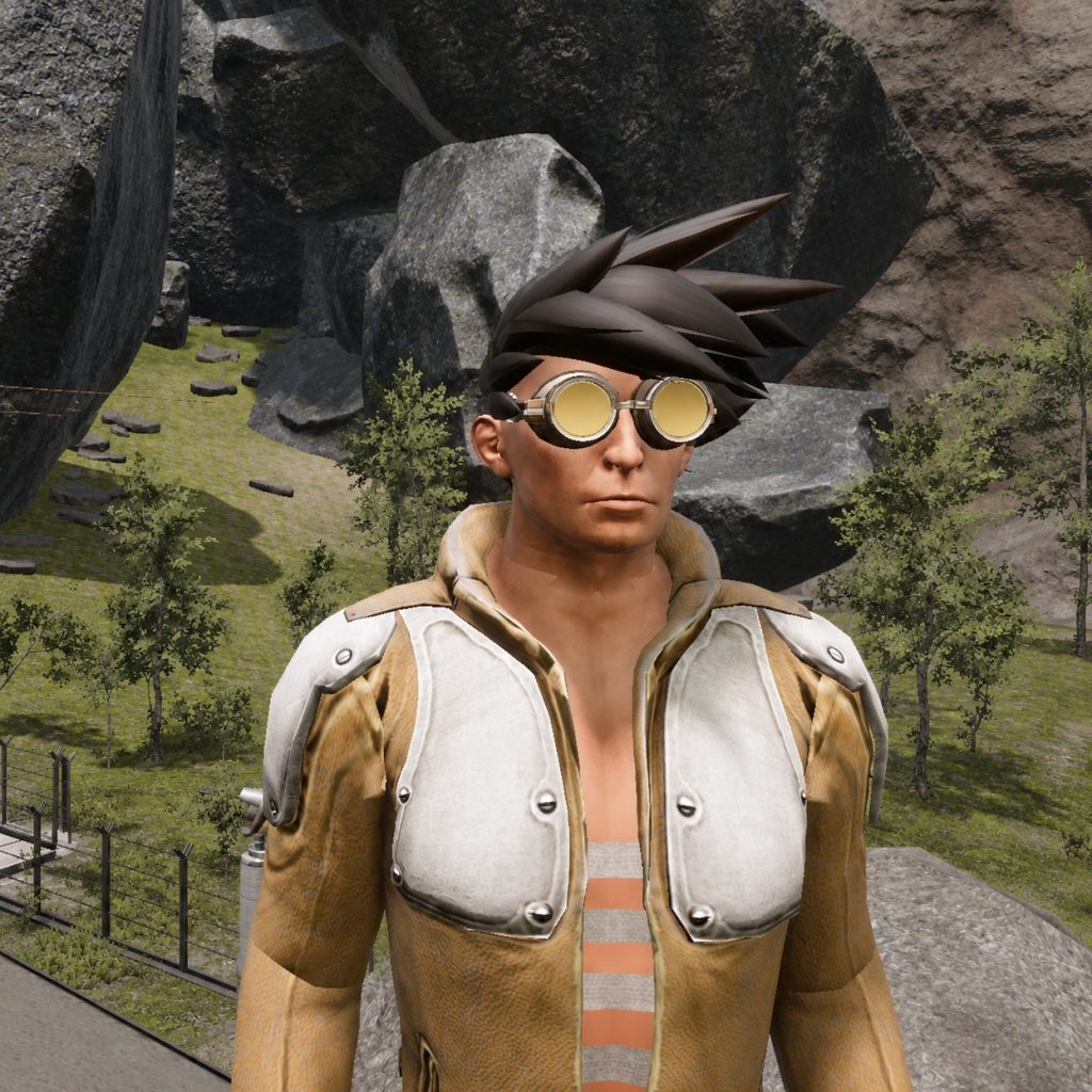 Totoian Toto Eleodor wearing golden goggles and a white and brown jacket on Calypso